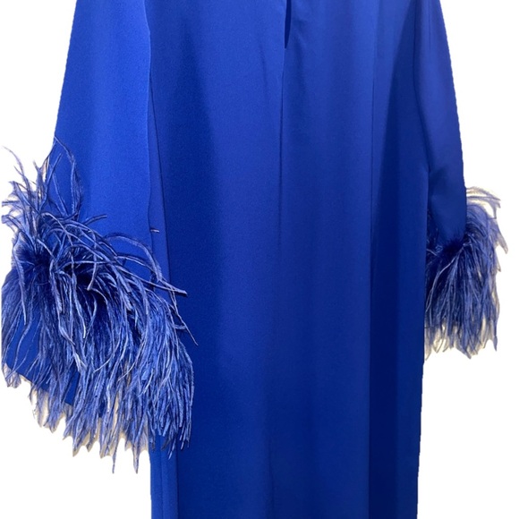 16Arlington Billie Dress Blue Feather Trim Midi Size 6 Cocktail Formal Party NWT - Picture 12 of 15